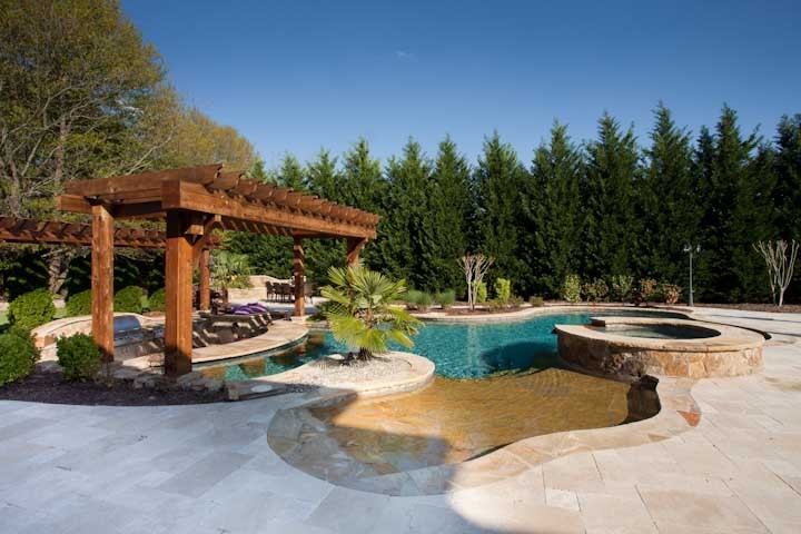 Landscaping Charlotte Nc Pool Traditional with Custom Pools Fireplace Hardscape3
