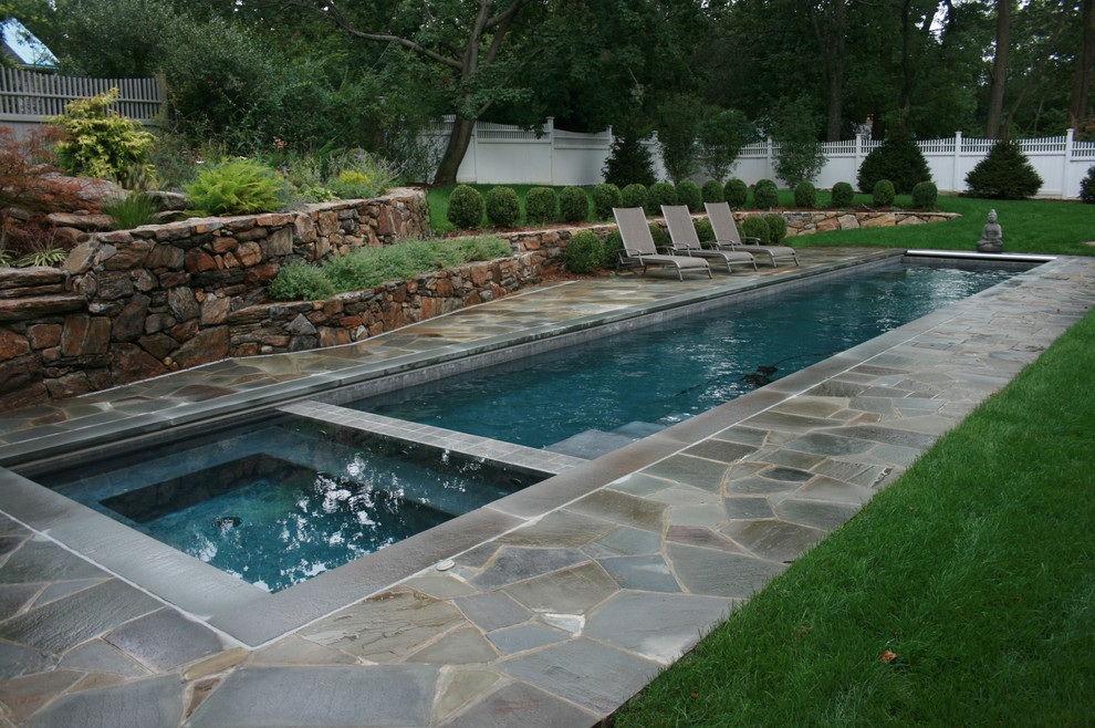 Lap Pool Cost Pool Traditional with Buddha Statue Chaise Lounge