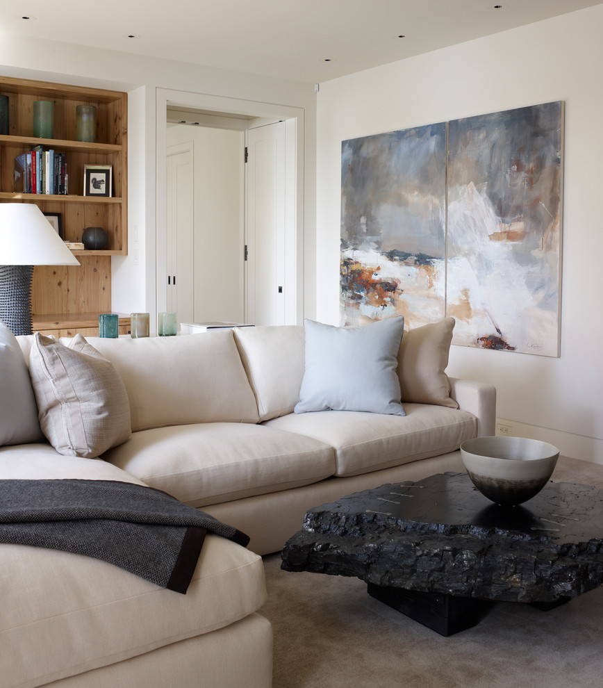 Large Canvas Art Family Room Contemporary with Abstract Painting Built In