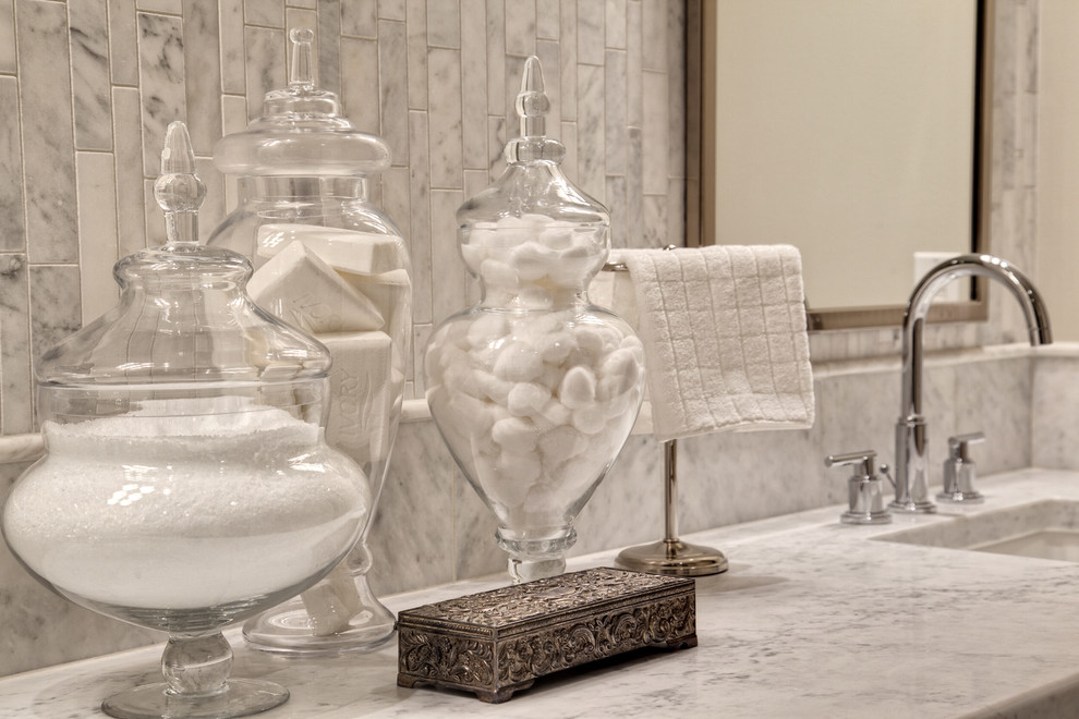 Large Glass Jars Bathroom Transitional with Apothecary Jars Carrerra Marble