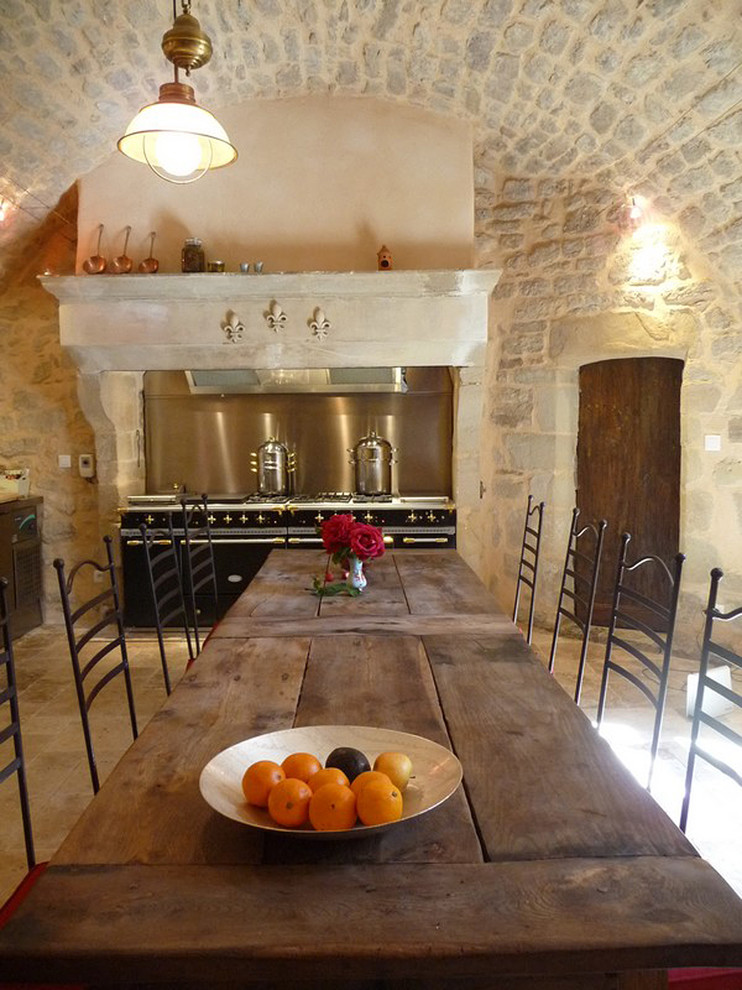 Large Glass Jars Kitchen Mediterranean with Arched Ceiling Arched Stone