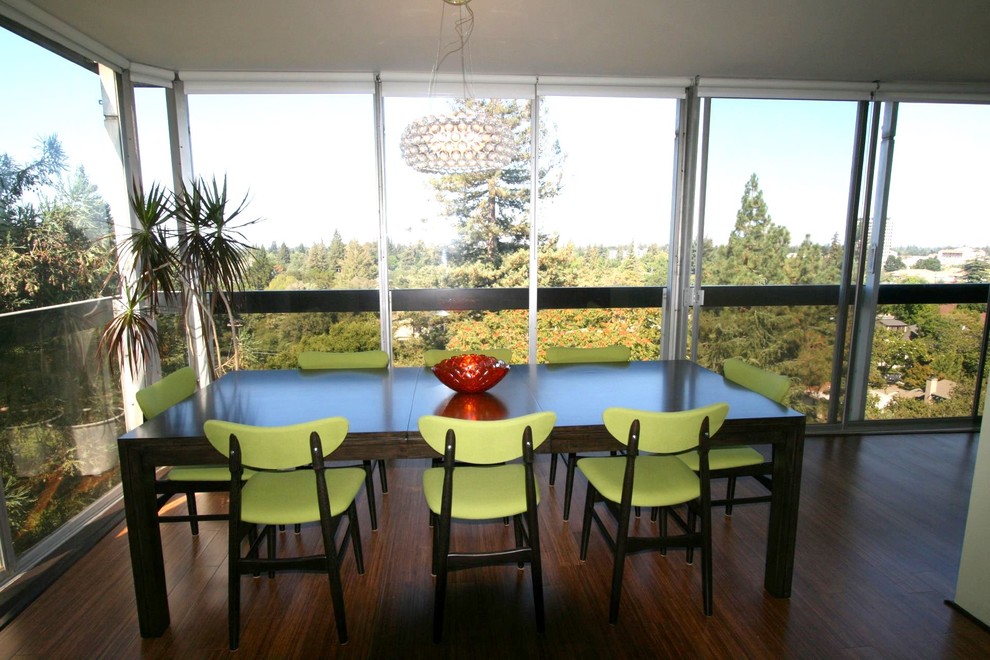 Large Glass Windows Dining Room Modern with Caboche Caboche Chandelier Chair