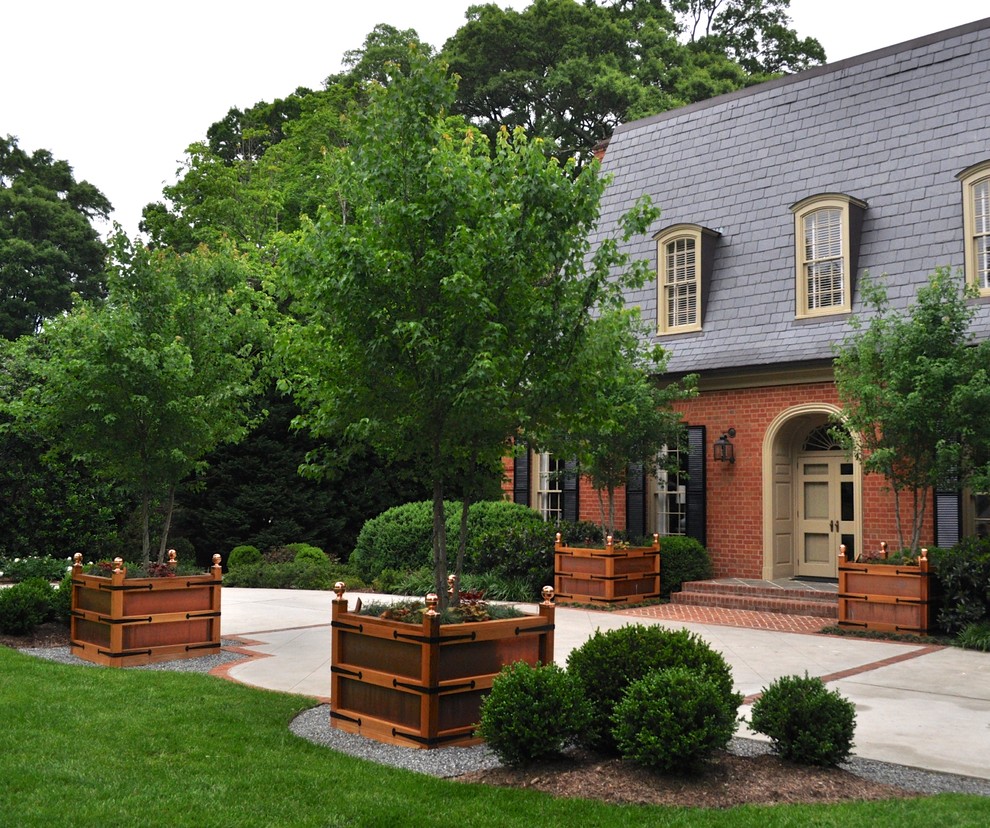 Large Indoor Planter Exterior Traditional with Arched Entry Strap Hinges