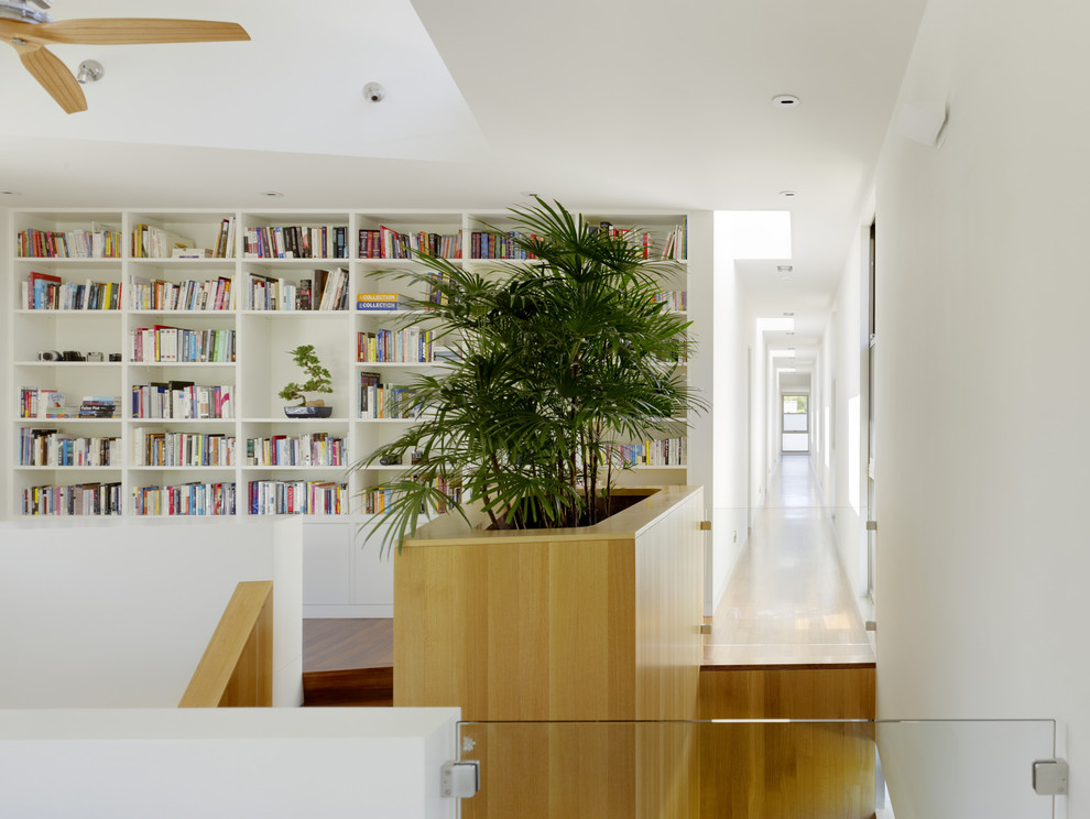 Large Indoor Planter Hall Modern with Built in Bookcase Built