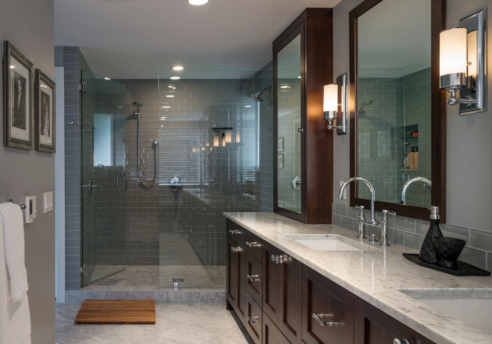 Large Medicine Cabinets Bathroom Transitional with Black and White Photography