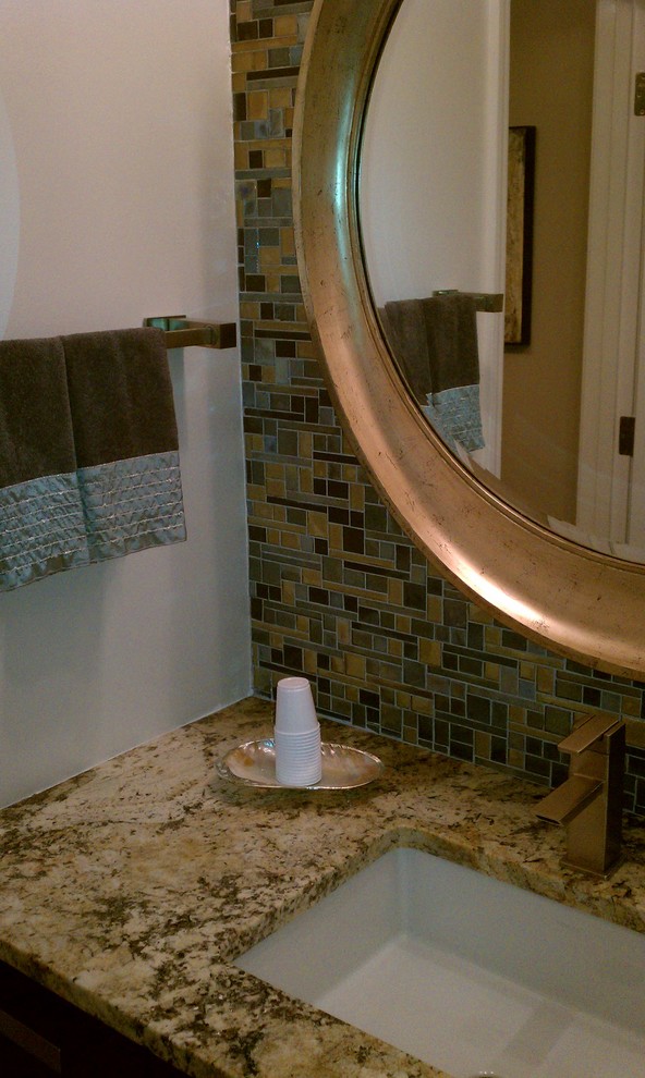 Large Oval Mirror Bathroom Modern with Custom Mixed Glass Tile
