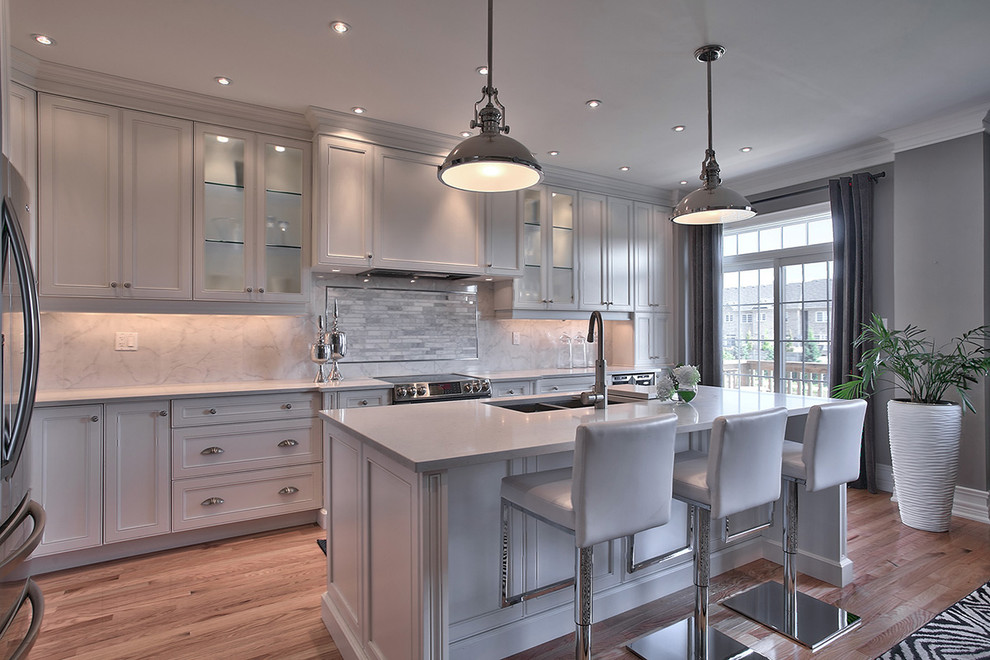 Large Porcelain Tile Kitchen Contemporary with White Kitchen Remodel 
