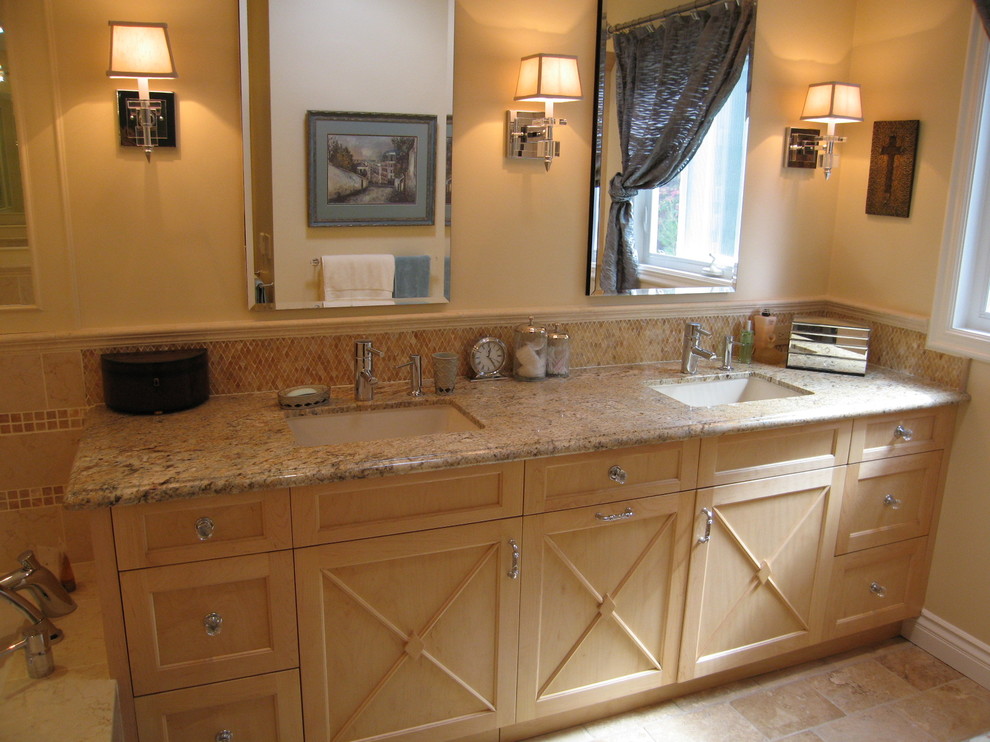 Large Recessed Medicine Cabinet Bathroom Contemporary with Arcadia Beige Beverly Hills