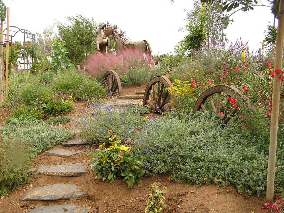 Laundry Cart on Wheels Landscape Rustic with Garden Art Hillside Mass