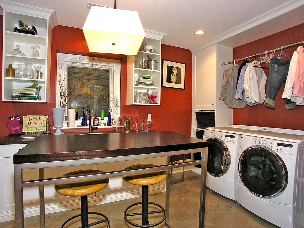 Laundry Room Hanging Rod Laundry Room Transitional with Ceiling Lighting Craft Room