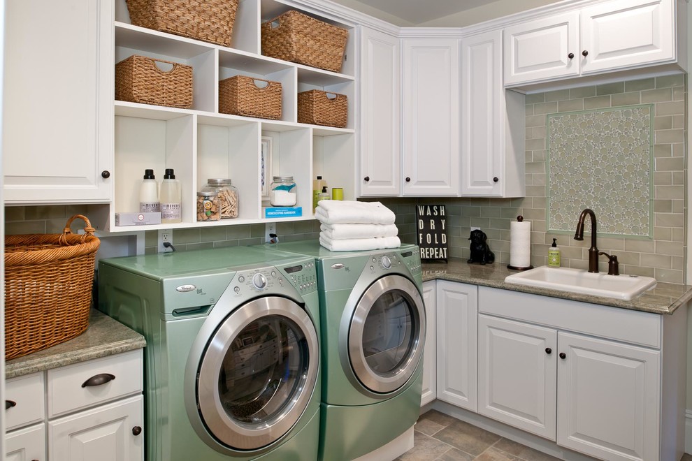 Laundry Room Organization Laundry Room Traditional with Black Cup Pulls Front