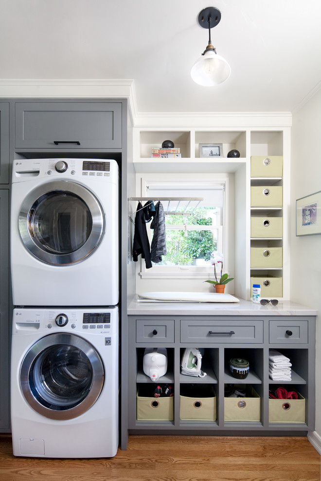 Laundry Room Organization Laundry Room Transitional with Open Cabinets Open Shelves