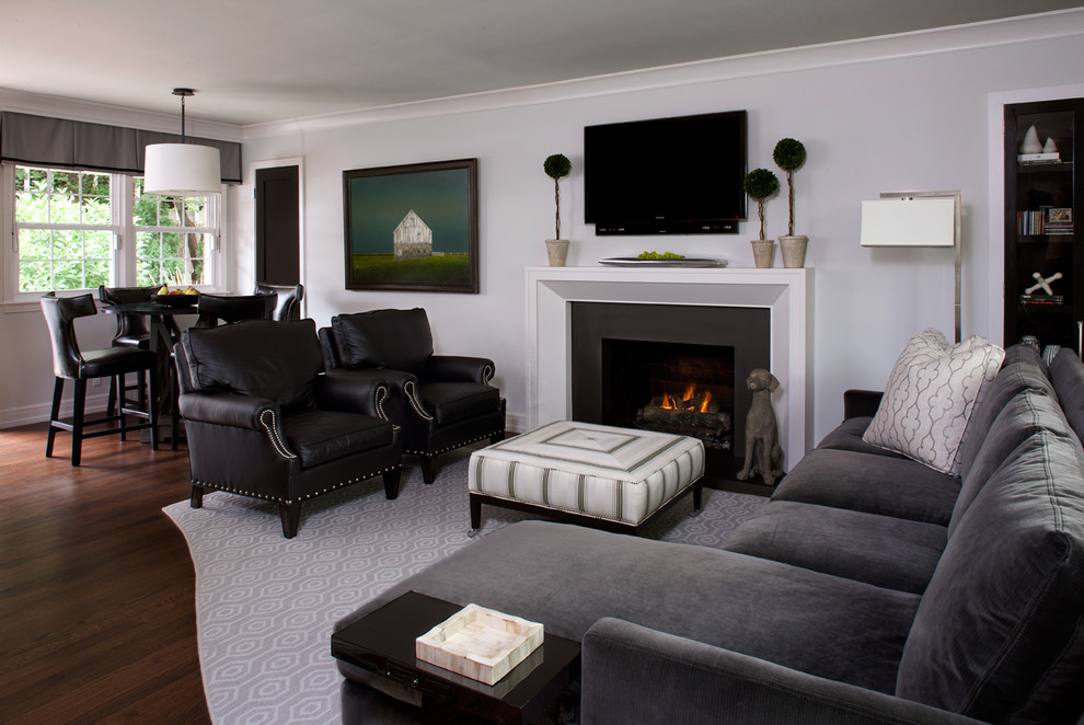 Leather and Cloth Sofas Living Room Transitional with Area Rug Built In