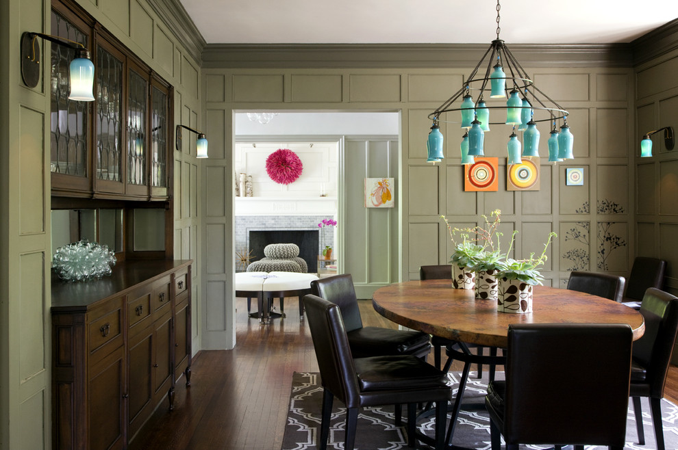 Leather Dining Chair Dining Room Traditional with Aqua Built Ins Cabinetry