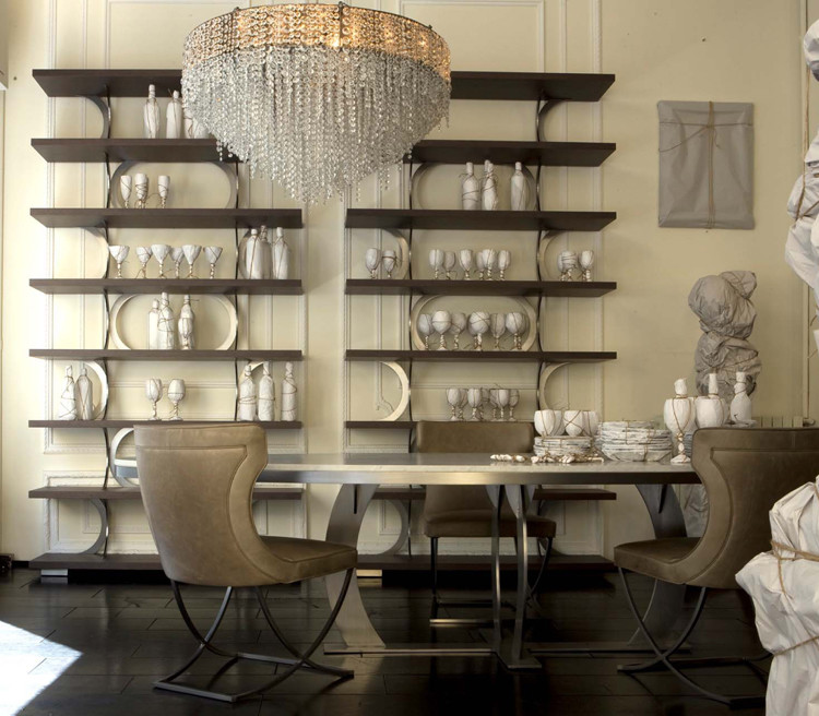 Leather Dining Chair Dining Room Traditional with Chandelier Shelving Usona 