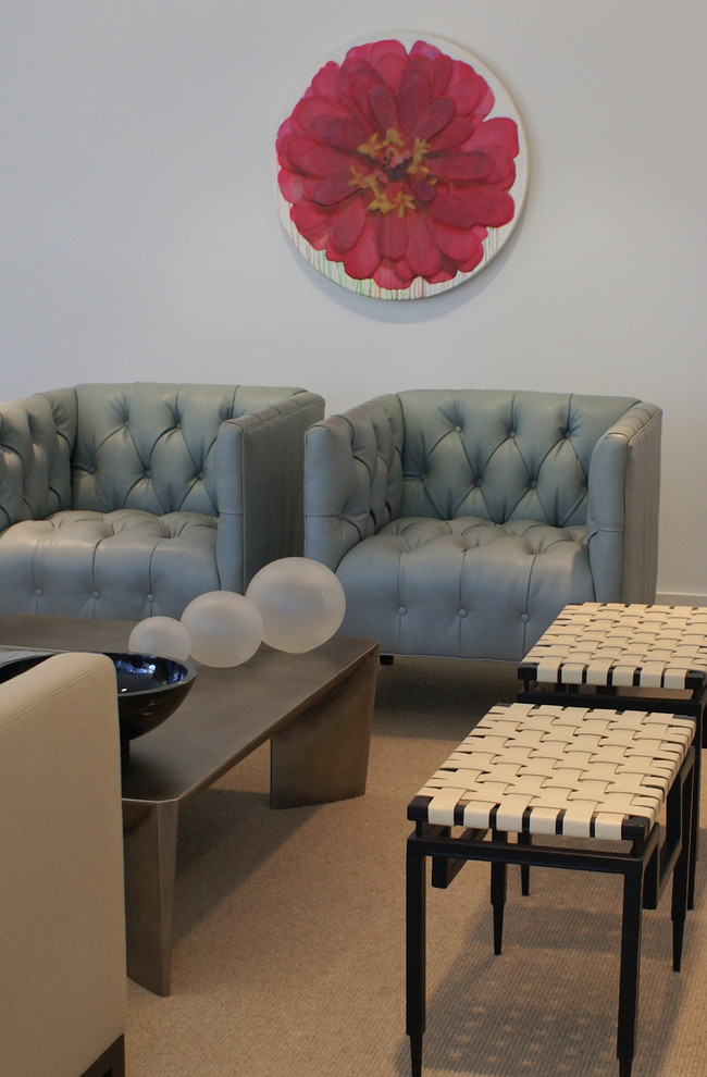 Leather Tufted Chair Living Room Contemporary with None 