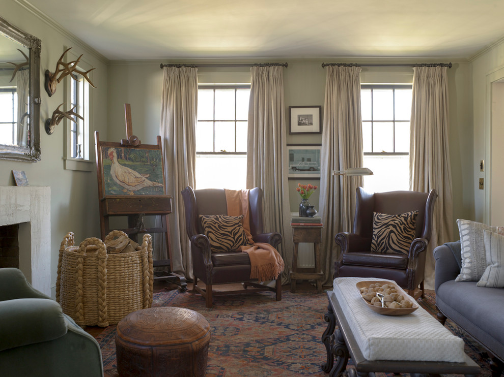 Leather Wingback Chair Living Room Farmhouse with Antique Wooden Easel Beige