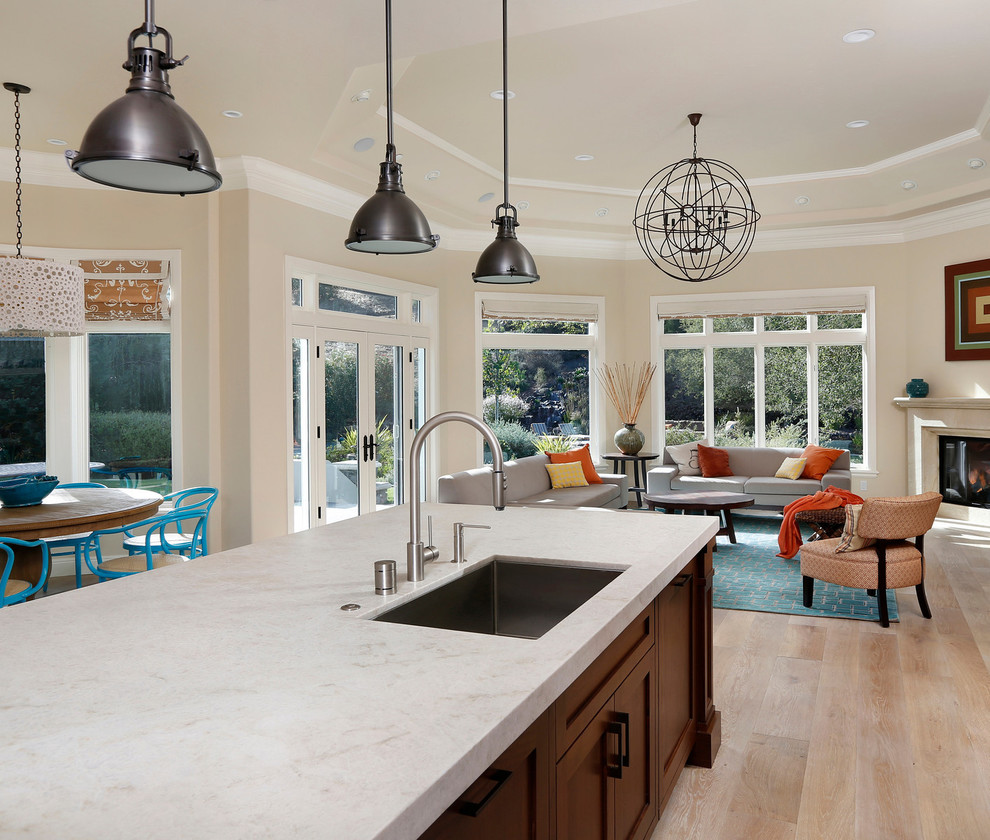 Leathered Granite Countertops Kitchen Traditional with Curved Cabinets Custom Cabinets