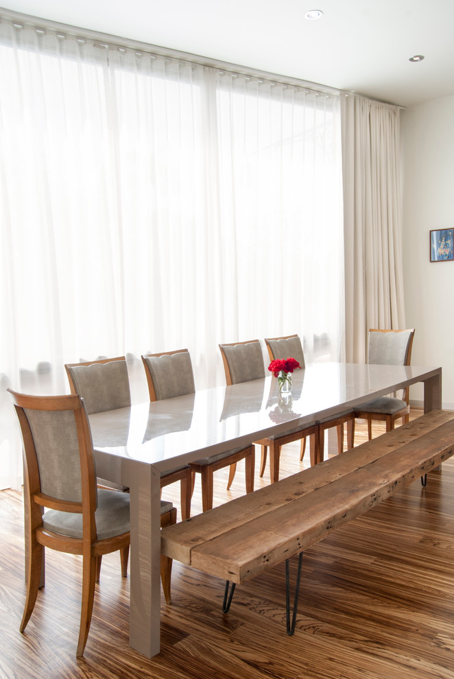 Light Filtering Curtains Dining Room Contemporary with Bench Seating Dining Table
