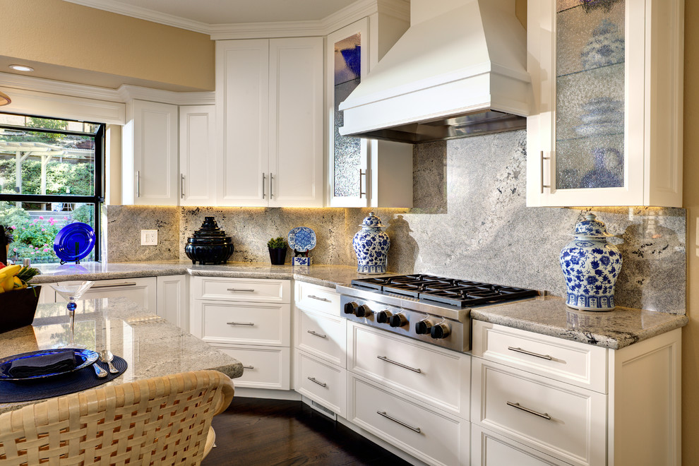 Light Gray Subway Tile Spaces Transitional with None 