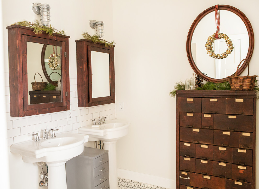 Lighted Medicine Cabinet Bathroom Rustic with Beige Wall Christmas Double