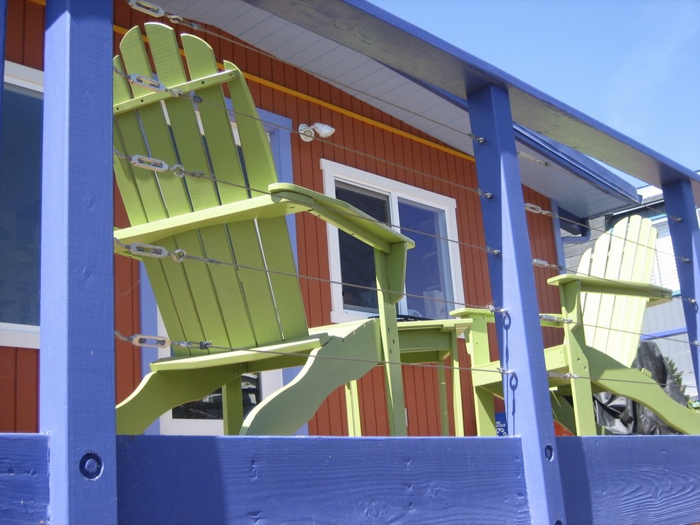 lime green chairs Porch Eclectic with Adirondack chairs deck green