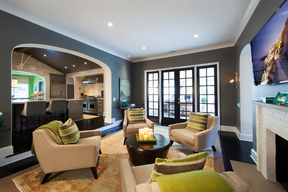 Lime Green Paint Family Room Contemporary with Antelope Arched Doorways Area