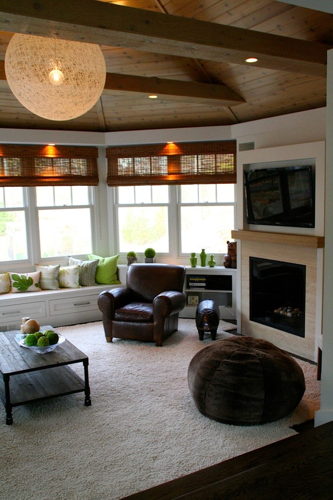 Lime Green Paint Family Room Transitional with Gas Fireplaces Green Leather