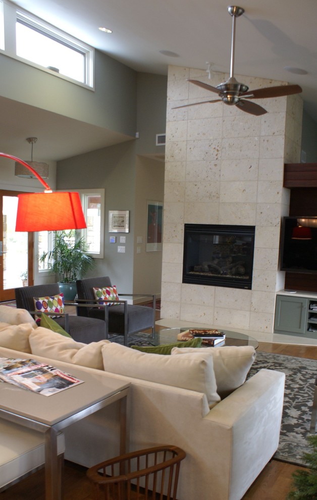 Limestone Fireplace Surrounds Living Room Contemporary with None 