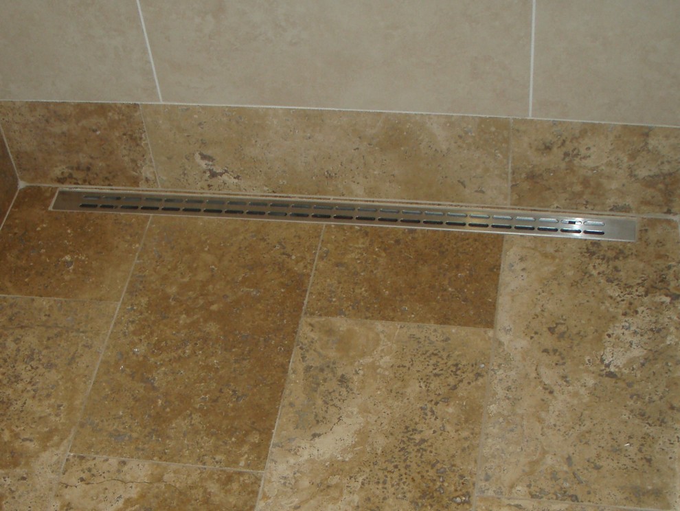 Linear Shower Drain Bathroom Tropical with Awning Bath Bathroom Brushed