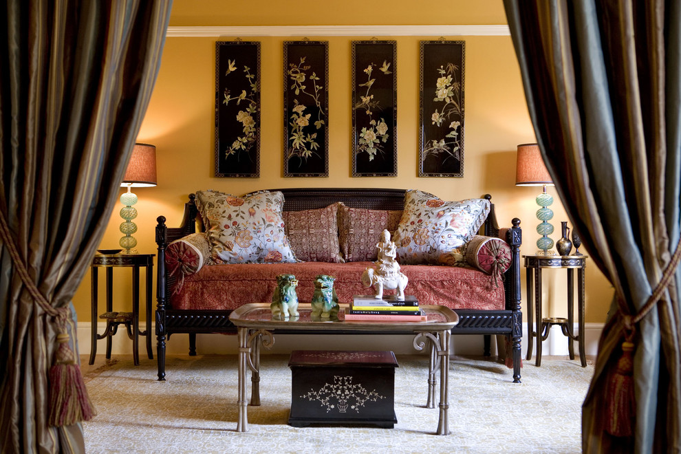 Living Room Daybed Bedroom Asian with Black Bed Carved Wood