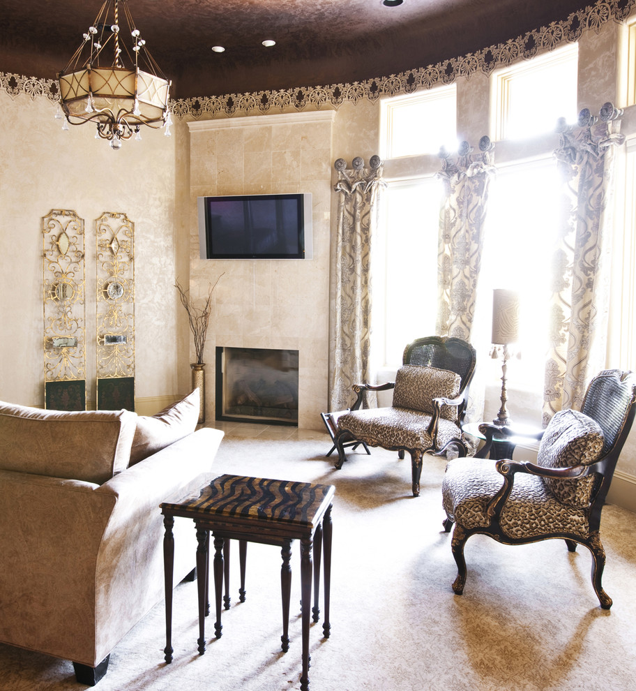 Living Room Drapes Living Room Traditional with Animal Print Border Cane