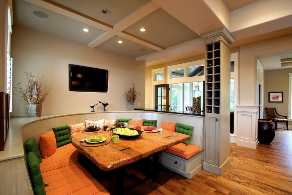 Load Bearing Columns Kitchen Traditional with Banquette Seating Blinds Coffered