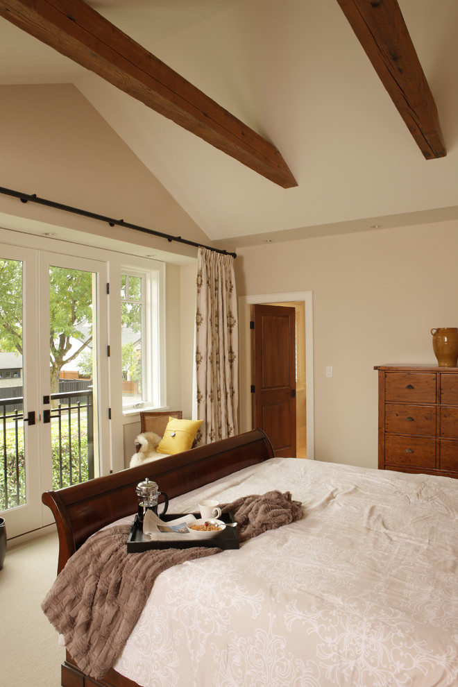 Long Curtain Rods Bedroom Traditional with Beams Bedroom Beige Bedding