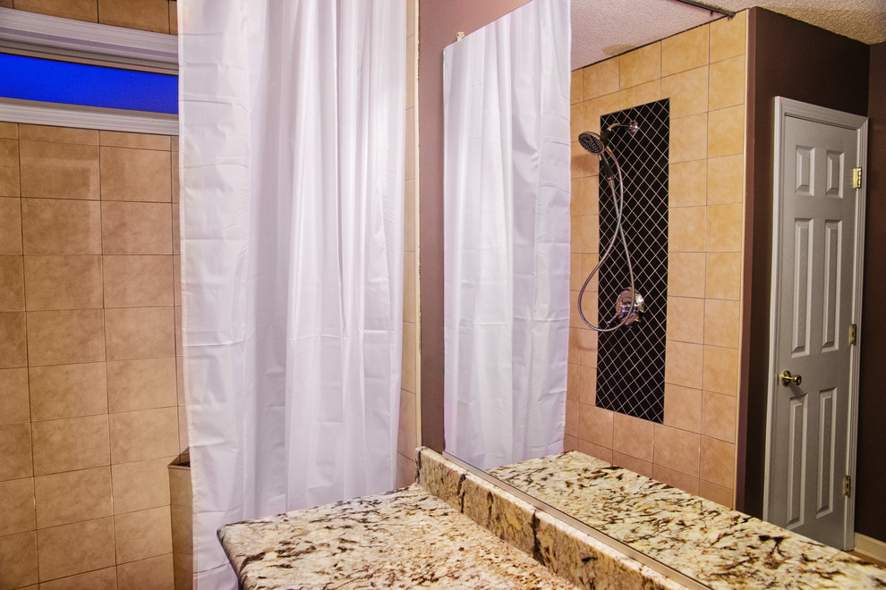 Long Shower Curtain Bathroom Traditional with Accent Faucet Wall Bathroom