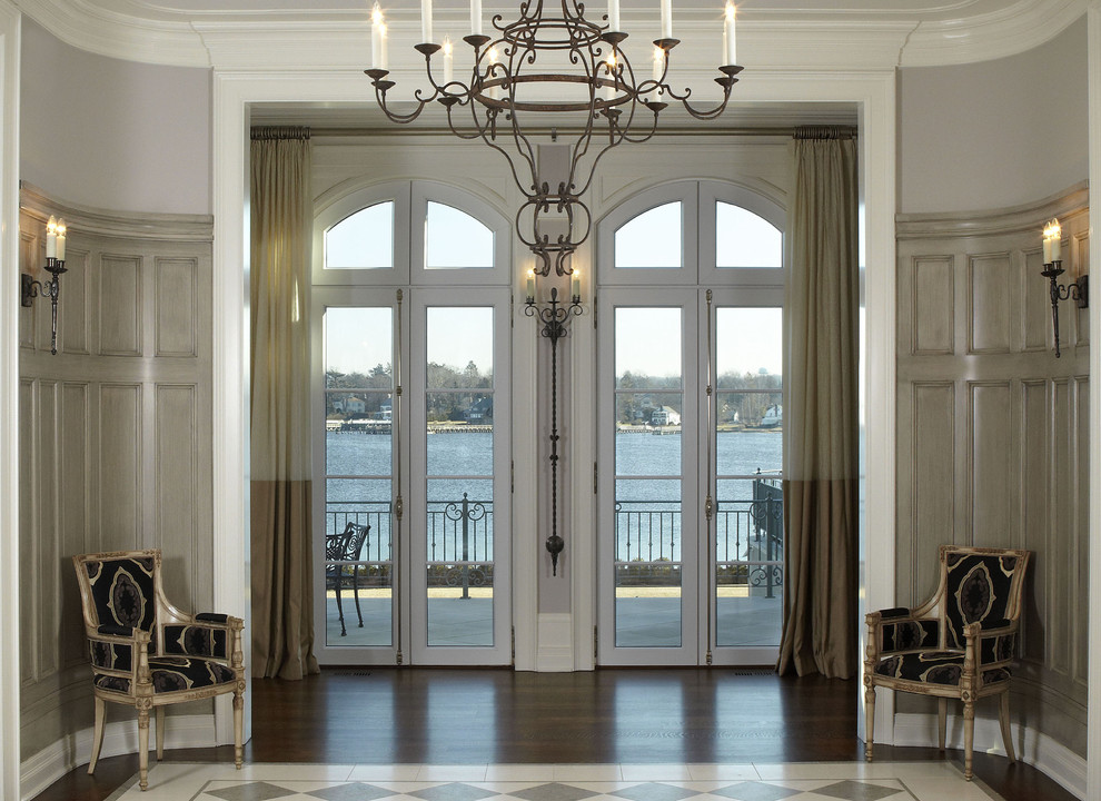 Long Wall Sconces Entry Traditional with Checkerboard Checkerboard Tile And