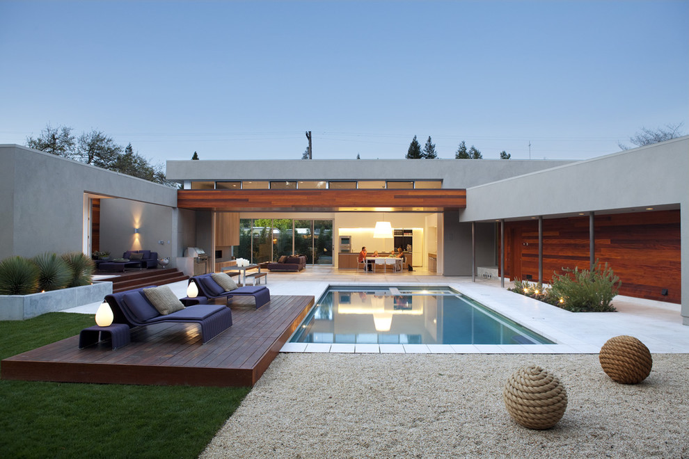 Lounge Chair Outdoor Pool Modern with Clerestory Windows Concrete Deck