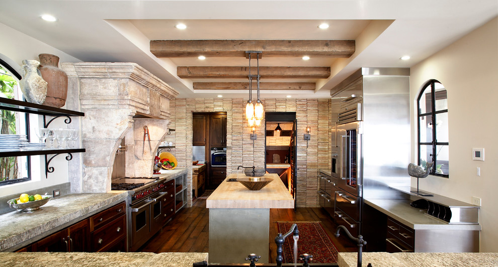 Low Long Bookcase Kitchen Transitional with Antique Antique Jerusalem Stone