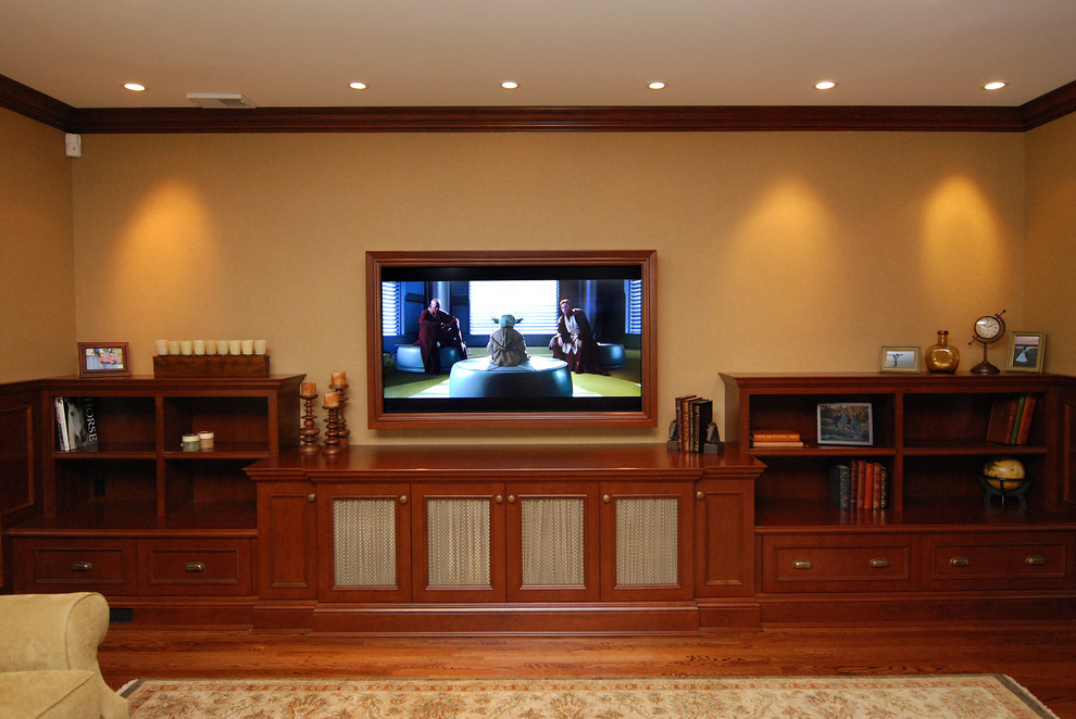 Low Tv Cabinet Home Theater Traditional with Area Rug Bookcase Bookshelves
