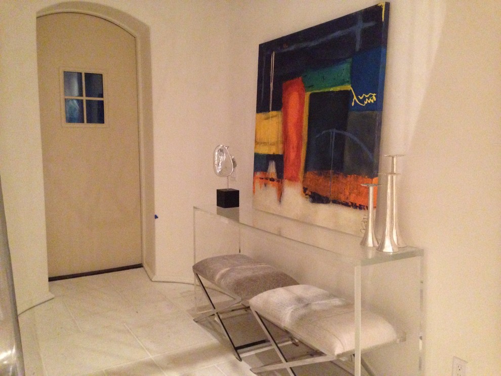 Lucite Console Table Entry Beach with Abstract Art Beach House