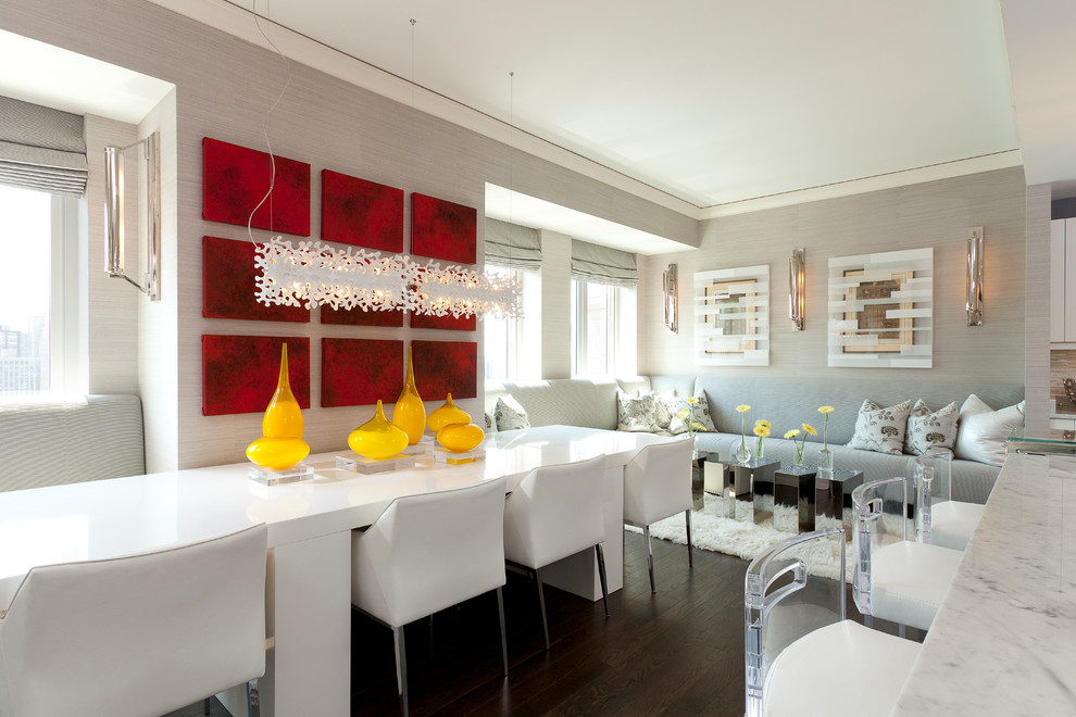 Lucite Folding Chairs Dining Room Contemporary with Banquette Seating Built in Sofa