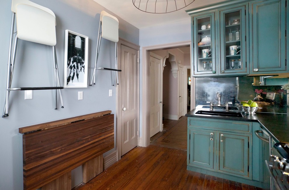 Lucite Folding Chairs Kitchen Eclectic with Aqua Black Countertop Blue