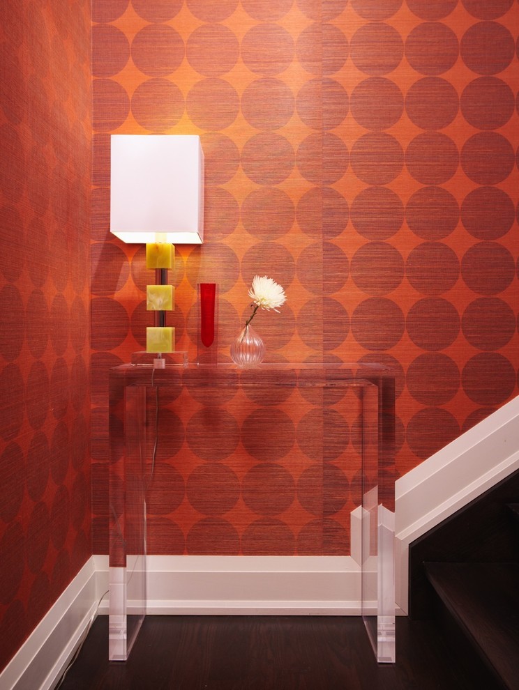 Lucite Side Table Hall Contemporary with Bold Hues Contemporary Design