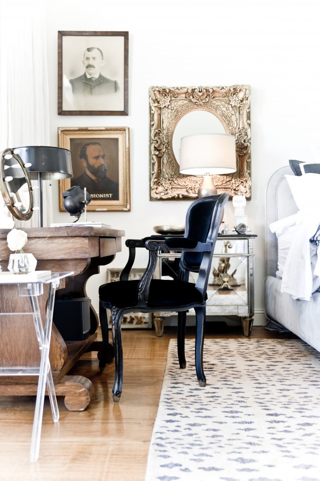 Luxury Office Chair Bedroom Transitional with Area Rug Bedside Table
