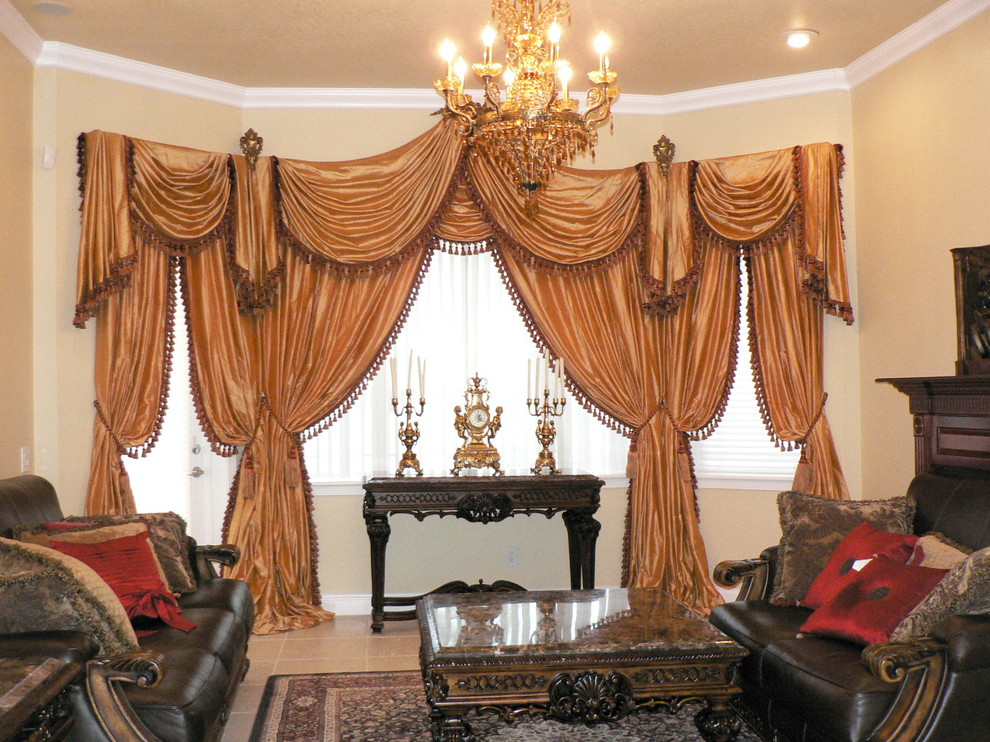 Luxury Window Treatments Living Room with Beige Bright Candles Ceramic