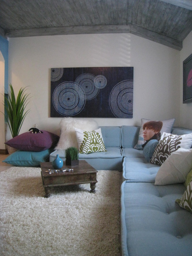 Mah Jong Sofa Kids Contemporary with Aqua Area Rug Artwork
