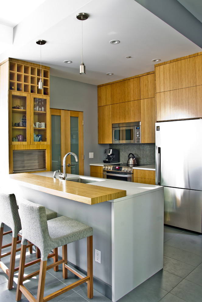 Mango Wood Furniture Kitchen Modern with Bamboo Cabinets Ceiling Lighting