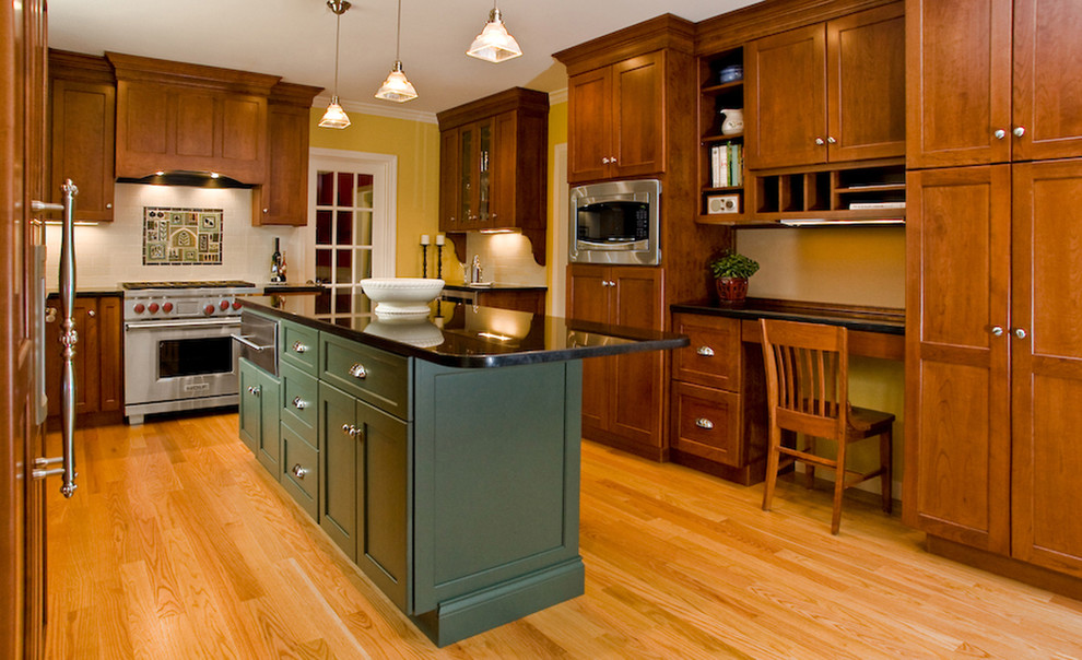 Maple Kitchen Cabinets Kitchen Traditional with Backsplash Glass Pendant Lights