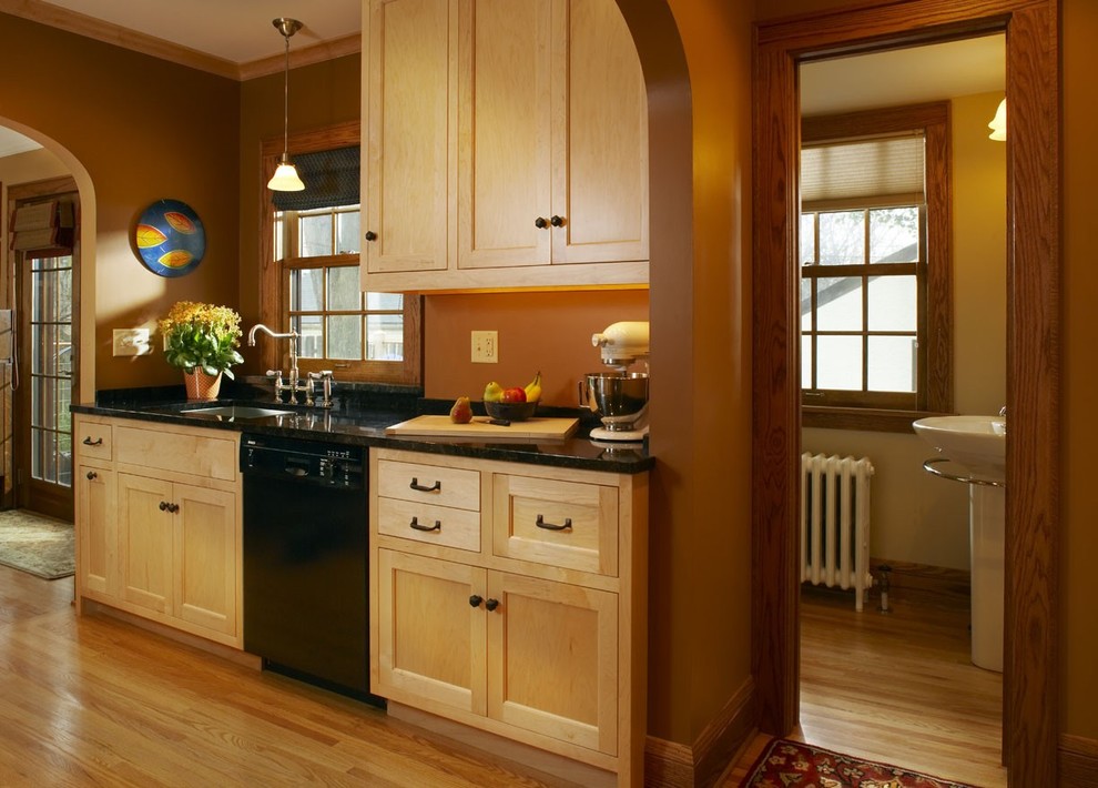 Maple Shaker Cabinets Kitchen Traditional with Arched Doorway Birch Blind