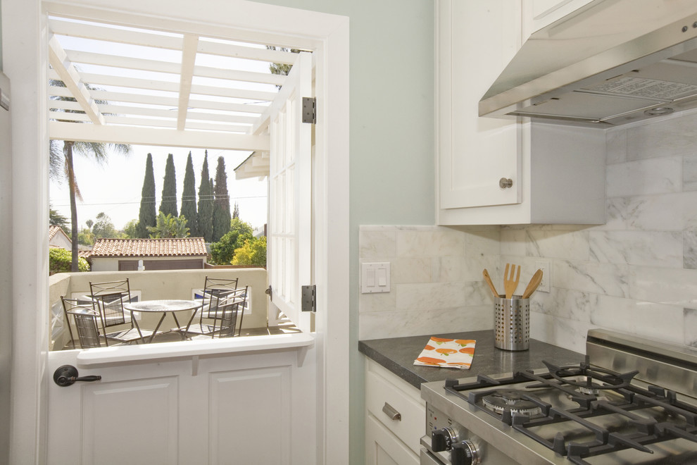 Marble Backsplash Tile Kitchen Traditional with Dutch Door Light Blue
